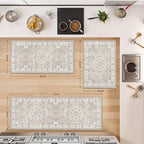 4 Pieces Kitchen Rug Set: Washable Water Resisitant Carpet for Sink Stove Area Soft Floor Mats with Non-Slip Backing for Bathroom Low-Pile Runners for Family with Elderly Dogs(2x3+2x4+2x5+2x6,Beige) - Image 4