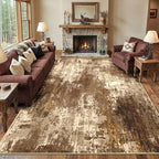 RELEANY Washable 10'x14' Abstract Area Rug for Living Room Brown Tan by RELEANY