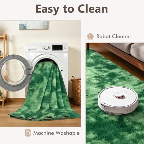 2x6 Tie-dye Green Runner Rug Washable Non-Slip for Kitchen Hallway Bathroom - Image 6