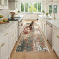 RELEANY Washable Runner 3'x8' Abstract Area Rug for Hallway Rustic Brown by RELEANY