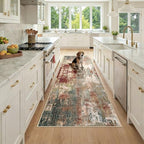 RELEANY Washable Runner 3'x8' Abstract Area Rug for Hallway Rustic Brown by RELEANY