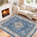 SameBed 5x7 Area Rug Living Room, Vintage Washable Carpet Blue by SameBed