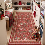 3x6 Christmas Runner Rug for Hallway,Washable Kitchen Rug,Red - Image 4