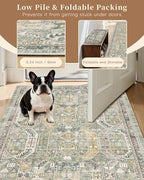 Madane Kitchen Runner 2'6''x8' Soft Rug Runners for Hallways, Green/Gold - Image 6