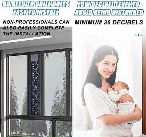 Adjustable Door & Window Exhaust Fan with Filter, 52-140cm, 85m³/h Airflow, 2800 RPM, Punch-Free Installation for Home, Kitchen, Bedroom & Office Use