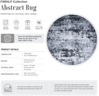 Round Area Rug Living Room: 6 ft Modern Washable Carpet Black - Image 2