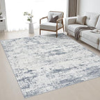 Area Rug Living Room: 4x4 Modern Washable Soft Carpet Blue Grey by FXRHLP