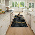 RELEANY Washable Runner 3'x6' Abstract Area Rug for Hallway Black Gold by RELEANY