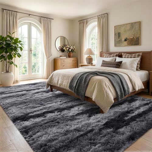 6x9 Large Black Fluffy Soft Area Rug Non-Slip for Living Room Bedroom - Image 3