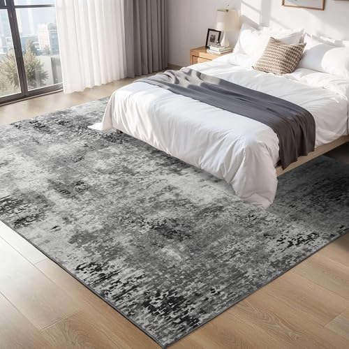 Ompaa Living Room Rug 5x8 Gray Area Rug Machine Washable Boho Rug Non Slip Abstract Vintage Indoor Large Rugs for Bedroom, Classroom, College Dorm, Farmhouse, Dining Room, Kids Playroom - Image 2