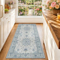 RELEANY Washable Area Rug, Runner 2'x6', Blue/White/Gray by RELEANY