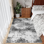Entryway Rug 3x5 Grey Door Mat Indoor Entrance 36x60, Washable Small Throw Rugs for Kitchen Floor, Entry, Front Door, Bedroom Bedside, Non-Slip Low Pile Stain & Fade Resistant, Abstract Gray - Image 3