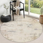 Round Area Rug Living Room: 5 ft Modern Washable Indoor Carpet by FXRHLP