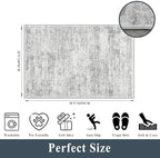 Washable Rug 2x3 for Entryway, Small Non-Slip Kitchen Throw Mat for Sink, Soft Low-Pile Stain & Fade-Resistant Indoor Mat for Pet Area & Bathroom (Grey/Ivory) - Image 2