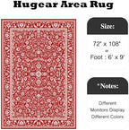 HUGEAR 6x9 Christmas Red Floral Washable Area Rug for Living Room - Image 2