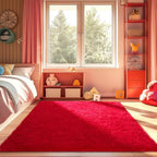 Ophanie Red Rugs for Bedroom Living Room, Fluffy Fuzzy Furry Carpet, Plush Soft Shaggy Bedside Indoor Floor 4x6 Area Rug for Kids Girls Boys Baby Teen Dorm Nursery Decor with Over 99 pcs Pile fibers - Image 5