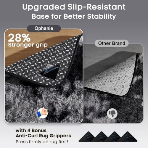 Ophanie Tie-Dyed Black & Grey Area Rugs for Bedroom Living Room, Fluffy Shag Fuzzy Carpet, Plush Shaggy Rug,4x6 Indoor Carpet for Kids Boys Dorm Home Decor Aesthetic, Nursery with 99 pcs Pile fibers - Image 4
