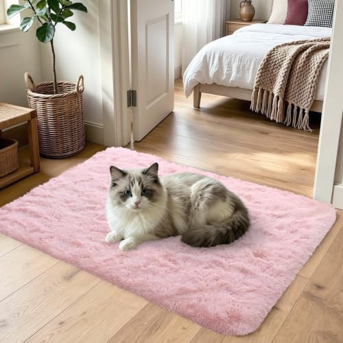 2x3 Pink Fluffy Soft Area Rug Non-Slip for Kids Bedroom Nursery Playroom - Image 2