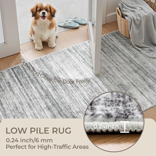 2x8 Runner Rug Non Slip,Washable Hallway Runner Rug,Grey - Image 6