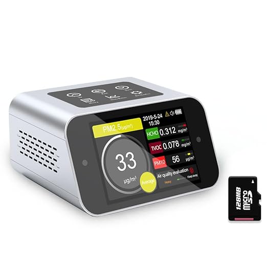 BRWISSEN A16 Air Quality Monitor Indoor PM1.0 PM2.5 PM10 Dust Meter TVOC HCHO Pollution Tester 6 Sizes Particle Counter AQI Formaldehyde VOC Detector Home with Data Logger