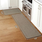 Kitchen Rugs Set of 2, Kitchen Mats for Floor,17x30+17x59 Brown - Image 2