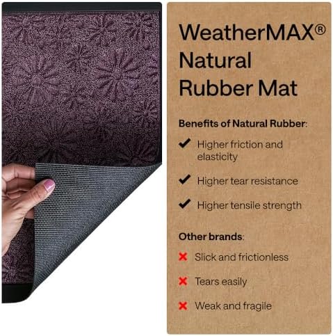 GORILLA GRIP WeatherMAX Door Mat, Indoor Outdoor, 35x23 Purple Daisy Floral - Image 6