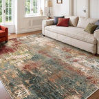 RELEANY Washable 6'x9' Abstract Area Rug for Living Room Rustic Brown by RELEANY