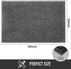 HIYARD Sturdy Front Door Mat, Absorbent Muddy Dirt Resist Welcome Door Mats Outdoor Indoor, Stain and Fade Resistant, Non-Slip Rubber Backing Low Profile Doormat for Entryway, 36×24, Grey - Image 2