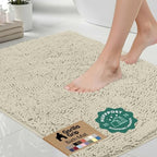 GORILLA GRIP Bath Rug Mat for Bathroom, Thick Chenille, 24x17 Dusty Cloud by GorillaGrip
