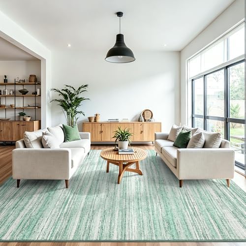 Chicrug 5x7 Green Washable Striped Abstract Area Rug Living Room Bedroom - Image 4