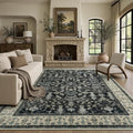8x10 Area Rug for Living Room, Non-Slip Washable Large Carpet, Black Brown by Lofus