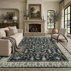 8x10 Area Rug for Living Room, Non-Slip Washable Large Carpet, Black Brown by Lofus