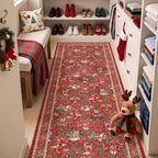 3x8 Christmas Runner Rug for Hallway,Washable Kitchen Rug,Red - Image 4
