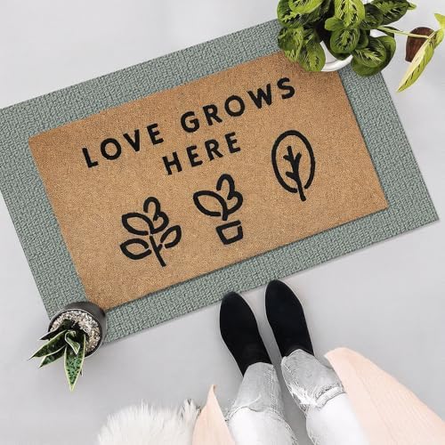 EARTHALL Washable Entryway Rug, Non Slip Indoor Doormat, 2x3 Ft, Green/Grey - Image 5