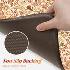 Collive Fall Anti Fatigue Kitchen Mats, Burnt Orange Floral Kitchen Rugs - Image 4