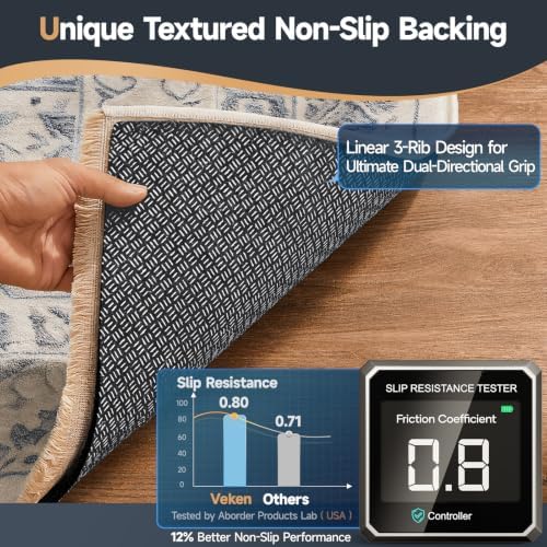 Veken Non Slip Cushioned Rug Pad Gripper, 2 x 4 Ft, 1/8 inch Thick Felt Carpet Liner Protector Mat for Area Rugs and Hardwood Floors, Keep Rugs Safe and in Place, Grey - Image 3