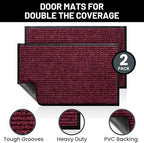Front Door Mat, Indoor Outdoor Welcome Entryway Entrance Doormat, 30x17 Red - Image 2