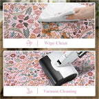 Collive Kitchen Mats for Floor, Pink Floral Rugs 17.3"x47"+17.3"x29" - Image 5