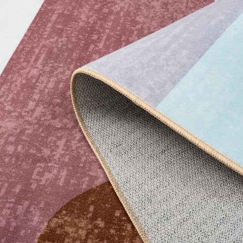 Ompaa Living Room Rug 5x8 Brown Area Rug Machine Washable Rug Non Slip Indoor Large Rugs for Bedroom, Classroom, College Dorm, Farmhouse, Dining Room, Kids Playroom - Image 6