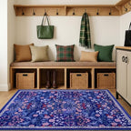 PLHXFR Area Rug Living Room: 3x5 Floral Washable Boho Soft Carpet Blue - Image 5