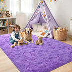 5x7 Purple Fluffy Soft Area Rug Non-Slip for Living Room Bedroom Playroom - Image 4