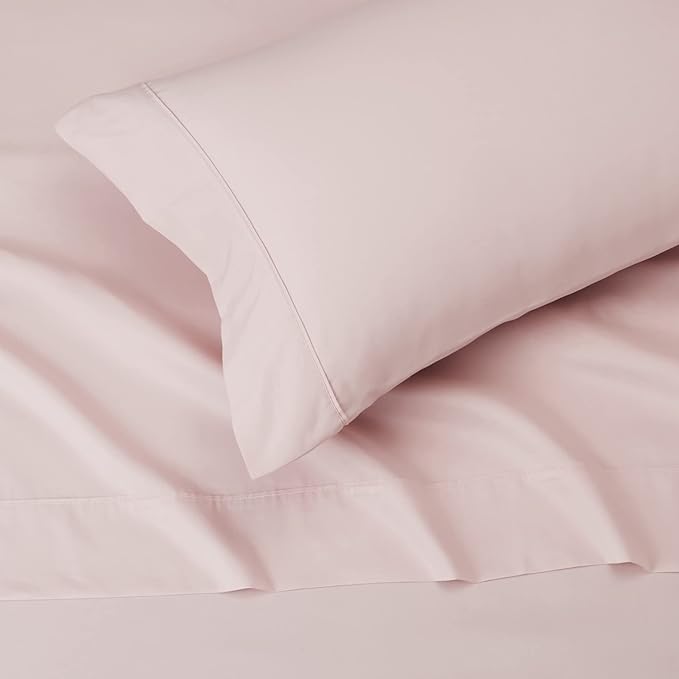 Amazon Basics Lightweight Super Soft, Comfortable Easy Care Microfiber 3-Piece Bed Sheet Set with 14-Inch Deep Pockets, Easy to Wash, Twin XL, Blush Pink, Solid