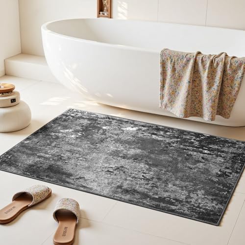Entrance Rugs Indoor 2x3 Black Entry Rug Washable Abstract Black Small Area Rug Non-Slip Low Pile Throw Rugs for Entryway, Kitchen Floor, Front Door Indoor Door Mat, Bathroom, Bedroom Bedside - Image 4