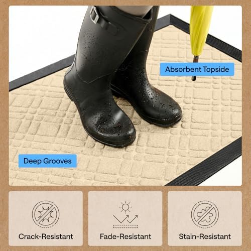 GORILLA GRIP WeatherMAX Door Mat, Indoor Outdoor Use, 47x35, Latte Modern - Image 5
