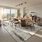Living Room Rug 9x11 Coffee Area Rugs Machine Washable Abstract Boho Large Rug Non-Slip Non-Shedding Faux Wool Indoor Vintage Carpet for Bedroom, Classroom, Dining Room, Kids Playroom - Image 2