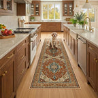 RELEANY Washable Area Rug, Runner 2'x8', Red/Orange/Blue/Brown by RELEANY