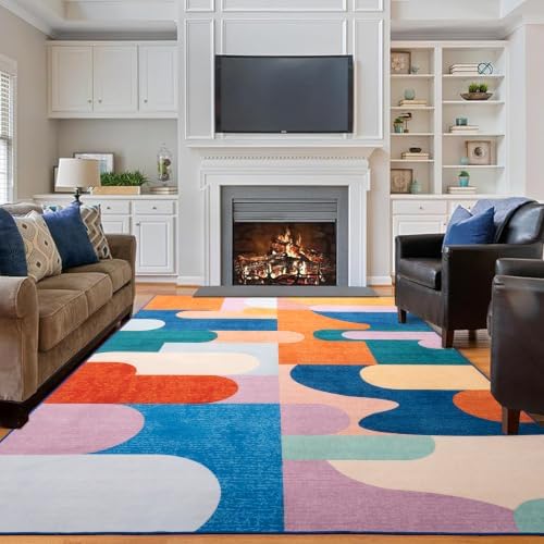 Living Room Rug 6x9 Candy Area Rug Machine Washable Carpet Non Slip Indoor Large Rugs for Bedroom, Classroom, College Dorm, Farmhouse, Dining Room, Kids Playroom - Image 2
