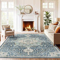 Amada 5x7 Washable Area Rug for Living Room, Blue/Yellow, Vintage Pattern by AMADAHOMEFURNISHING