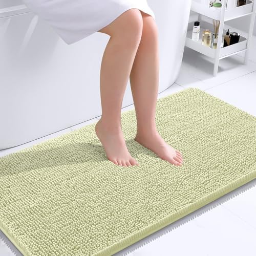 OLANLY Bathroom Runner Rugs 44x24, Soft Absorbent Chenille Bath Rugs, Rubber Backing Quick Dry, Machine Washable Long Bath Mats for Bathroom Floor, Tub and Shower, Home Decor Accessories, Vanilla by OLANLY