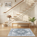 RELEANY Washable Area Rug, Small 2'6"x4', Grey/White/Beige - Image 2